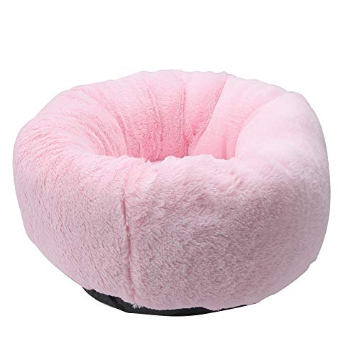 Gigicial Katzenbett, Winter warme Plüsch-Haustierpolsterung beheizte Katze rund gepolstertes Nestzubehör für Kätzchen und Welpen (pink Plush) von Gigicial