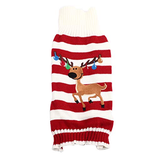 Gigicial Weihnachtspullover für kleine Hunde, Warmer Pullover, niedliche Streifenkleidung, Katze, Hund, Wintermantel für Winterweihnachten von Gigicial