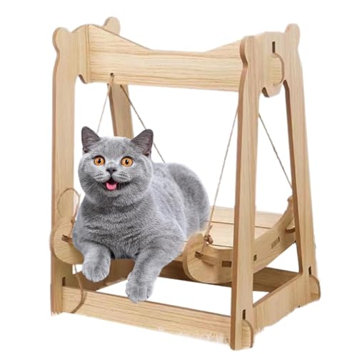 Gihioue Katzenhängematte aus Holz, Hängemattenschaukel aus Holz für Katzen, Haustier-Ruhebett, Katzenbett für drinnen, Katzen-Hängematte, Katzencouch für Katzen, Hunde, Häschen, Kätzchen und von Gihioue