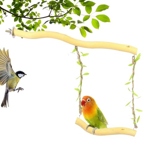 Gihioue Vogelschwungspielzeug, Vogelschwungständer - Swing Stehspielzeug - Hölzerne Sittichbarsch, kleine Tierversorgungen für Cockatiels Conure, afrikanische Grau von Gihioue