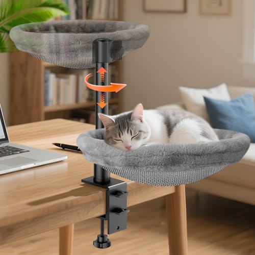 Giisorde Katzen-Schreibtischbett, Katzen-Hängematte für Heimbüro, 360° drehbar & verstellbares Regal, abnehmbares, bequemes weiches Haustiernestbett, moderne einzigartige Kätzchenmöbelbefestigung für Giisorde Katzen-Schreibtischbett, Katzen-Hängematte für Heimbüro, 360° drehbar & verstellbares Regal, abnehmbares, bequemes weiches Haustiernestbett, moderne einzigartige Kätzchenmöbelbefestigung für von Giisorde