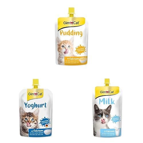 Bundle aus GimCat Milchprodukten - 1 x 150 g GimCat Pudding, 1 x 150 g GimCat Yoghurt, 1 x 200 g GimCat Milk von GimCat