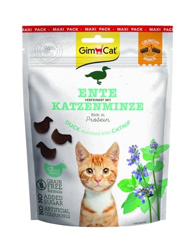 GimCat Crunchy Snacks Ente mit Katzenminze - Knuspriges und proteinreiches Katzenleckerli - 1 Beutel (1 x 140 g) von GimCat