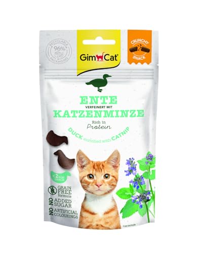 GimCat Crunchy Snacks Ente mit Katzenminze - Knuspriges und proteinreiches Katzenleckerli - 1 Beutel (1 x 50 g) von GimCat