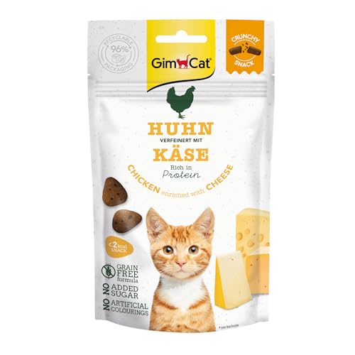 GimCat Crunchy Snacks Huhn mit Käse - Knuspriges und proteinreiches Katzenleckerli - 1 Beutel (1 x 50 g) von GimCat