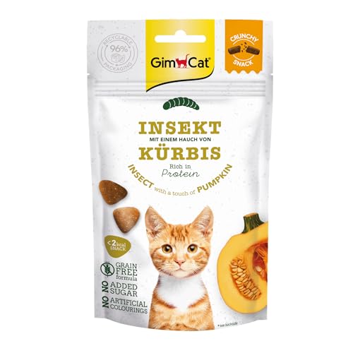 GimCat Crunchy Snacks Insekt mit Kürbis - Knuspriges und proteinreiches Katzenleckerli - 1 Beutel (1 x 50 g) von GimCat