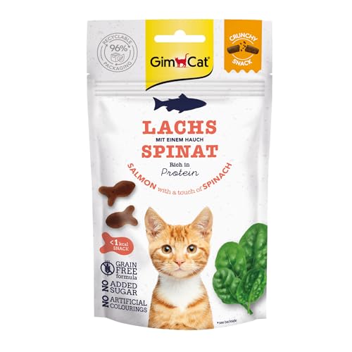 GimCat Crunchy Snacks Lachs & Spinat - Knuspriges und proteinreiches Katzenleckerli - 1 Beutel (1 x 50 g) von GimCat