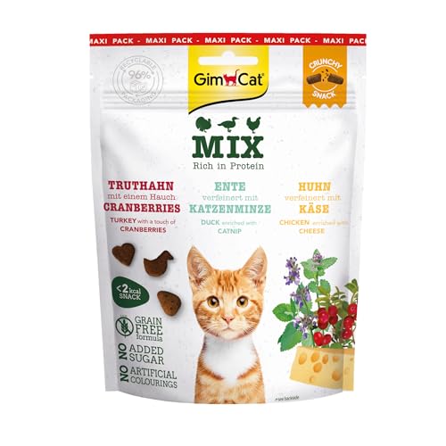 GimCat Crunchy Snacks Mix - Knuspriges und proteinreiches Katzenleckerli - 1 Beutel (1 x 140 g) von GimCat