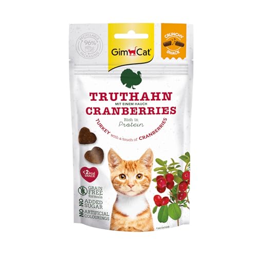 GimCat Crunchy Snacks Truthahn mit Cranberries - Knuspriges und proteinreiches Katzenleckerli - 1 Beutel (1 x 50 g) von GimCat