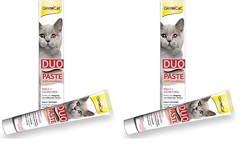 GimCat Duo Paste Anti-Hairball Malz und Hühnchen - Katzensnack fördert den Abgang verschluckter Haare - 1 Tube (1 x 50 g) (Packung mit 2) von GimCat