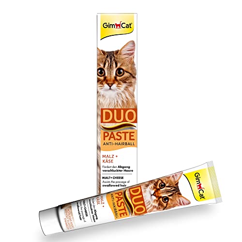 GimCat Duo Paste Anti-Hairball Malz und Käse - Katzensnack fördert den Abgang verschluckter Haare - 1 Tube (1 x 50 g) von GimCat