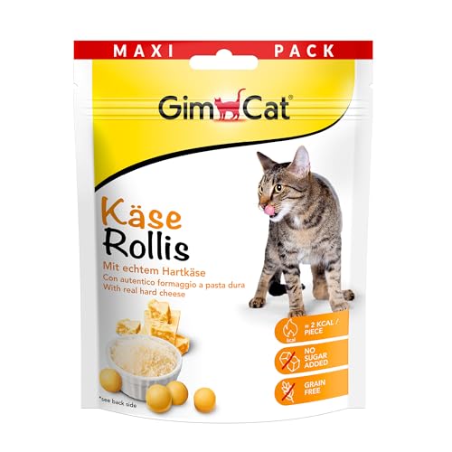 GimCat Käse Rollis - Getreidefreier und vitaminreicher Katzensnack mit echtem Hartkäse - 6er Pack (6 x 140 g) von GimCat