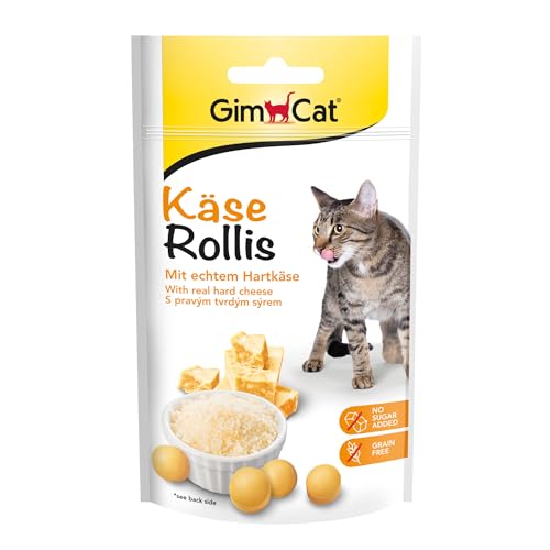 GimCat Käse Rollis - Getreidefreier und vitaminreicher Katzensnack mit echtem Hartkäse - 8er Pack (8 x 40 g) von GimCat