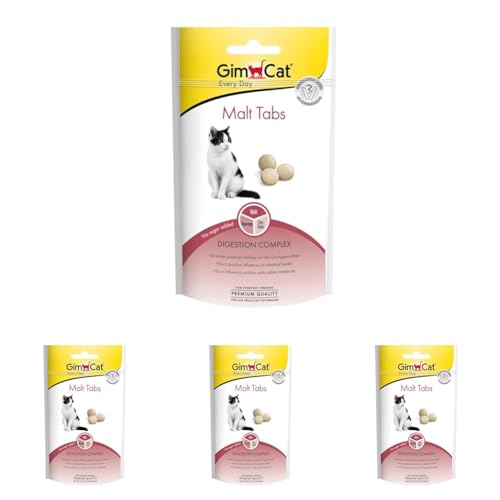 GimCat Malt Tabs - Funktionaler Katzensnack mit positivem Einfluss auf die Darmgesundheit - 1 Beutel (1 x 40 g) (Packung mit 4) von GimCat