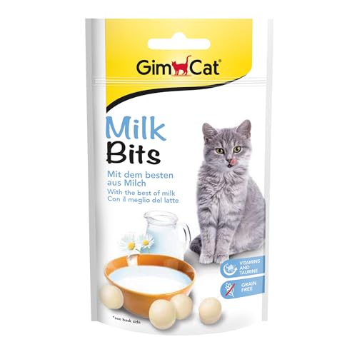 GimCat Milk Bits - Getreidefreier und vitaminreicher Katzensnack mit dem besten aus Milch - 8er Pack (8 x 40 g) von GimCat