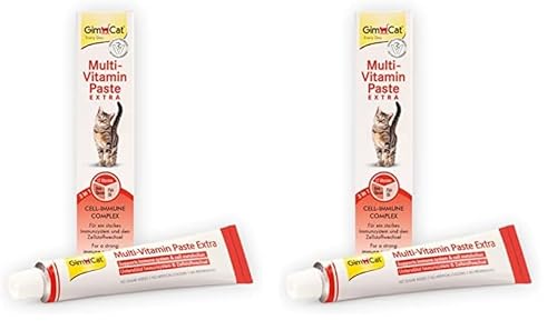 GimCat Multi-Vitamin Paste Extra - Katzensnack mit Fischöl für EIN Starkes Immunsystem und den Zellstoffwechsel - 1 Tube (1 x 50 g) (Packung mit 2) von GimCat