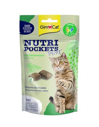 GimCat Nutri Pockets Insekt & Katzenminze - Knuspriger Katzensnack mit funktionalen Inhaltsstoffen - 1 Beutel (1 x 60 g) von GimCat