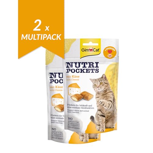 GimCat Nutri Pockets Käse - Knuspriger Katzensnack mit cremiger Füllung und funktionalen Inhaltsstoffen - 1 Beutel (1 x 60 g) (Packung mit 2) von GimCat