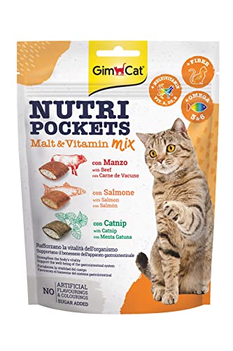 GimCat Nutri Pockets Malt-Vitamin Mix - Knuspriger Katzensnack mit cremiger Füllung und funktionalen Inhaltsstoffen - 1 Beutel (1 x 150 g) von GimCat