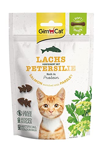 GimCat Soft Snacks Lachs mit Petersilie - Weiches und proteinreiches Katzenleckerli ohne Zuckerzusatz - 1 Beutel (1 x 60 g) von GimCat