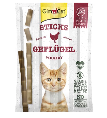 GimCat Sticks Geflügel - Softe Kaustangen mit hohem Fleischanteil und ohne Zuckerzusatz - 1 Packung (1 x 4 Sticks) von GimCat