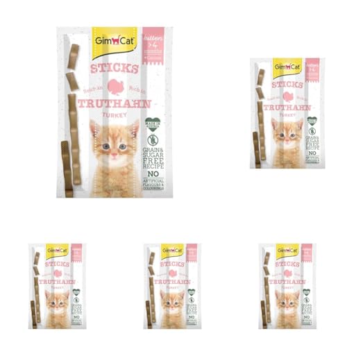 GimCat Sticks Kitten Truthahn - Softe Kaustangen mit hohem Fleischanteil und ohne Zuckerzusatz - 1 Packung (1 x 3 Sticks) (Packung mit 5) von GimCat