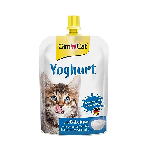 GimCat Yoghurt - Katzensnack aus echter laktosereduzierter Vollmilch mit Calcium für gesunde Knochen - 1 Beutel (1 x 150 g) von GimCat