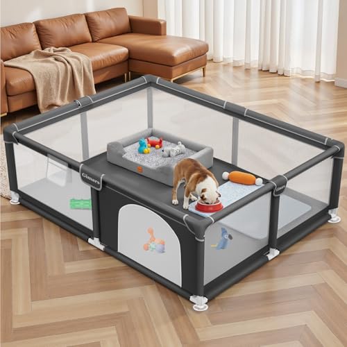 50x50x26 Zoll Welpengehege mit Tür, Hundespielgehege für Welpen oder kleine Hunde, stabiles Sicherheitszaungehege mit dickem Stoff, robustem Nylonnetz, maschinenwaschbar von Gimars