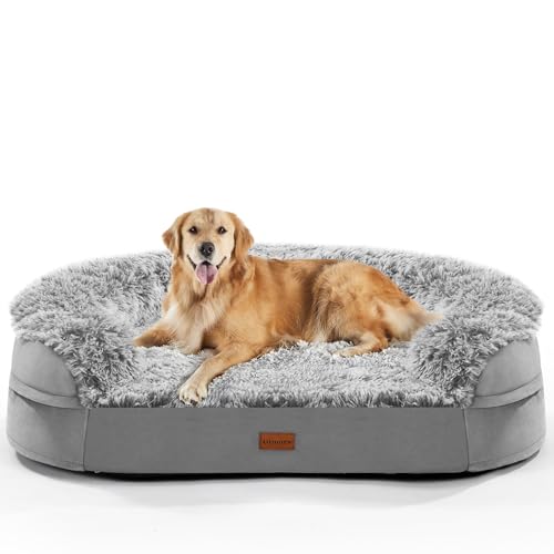 Gimars 9,5 cm Orthopädisches Hundebett für Extra Große Hunde, XL Hundebett mit Bolster & 28D Eierkisten-Matratze, wasserdichte Hülle, Waschbare Plüschhülle, Hundesofa für Arthritische Hunde-halb rund Gimars 9,5 cm Orthopädisches Hundebett für Extra Große Hunde, XL Hundebett mit Bolster & 28D Eierkisten-Matratze, wasserdichte Hülle, Waschbare Plüschhülle, Hundesofa für Arthritische Hunde-halb rund von Gimars