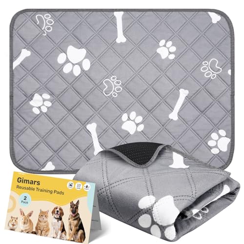 Gimars Waschbar Haustier-Urinunterlage, 2 Pack 50*60 cm Wiederverwendbare Welpenunterlagen Matte für Hunde, Schnell Absorbierend Puppy Pads für Hunde, Katzen, Meerschweinchen von Gimars