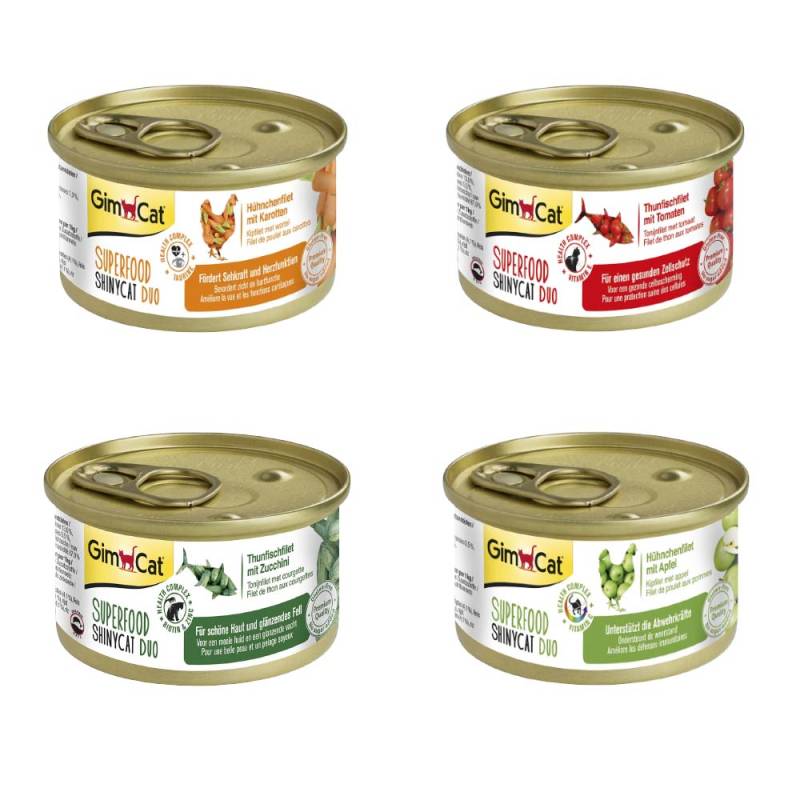 GimCat Superfood ShinyCat Duo 24 x 70 g - Mixpaket (4 Sorten) von Gimcat