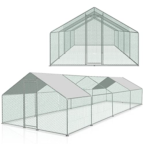 Gimisgu Hühnerstall Freilaufgehege 3 x 8 x 2 m, Stahl Verzinkt Kleintierstall Freilauf Vogelkäfig Hühnerkäfig mit Schloss, Tiergehege Freigehege für Hühner, Kleintiere & Pflanzen von Gimisgu