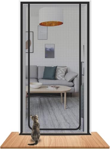 Girlove Cat Screen Katzennetz für Balkon, Haustiere Bildschirm Tür, verhindern, DASS Katzen aus Laufen, Katze Mesh Tür Bildschirm für Wohnzimmer, Schlafzimmer, Küche (Passende Türgröße: 80cm x 200cm) von Girlove