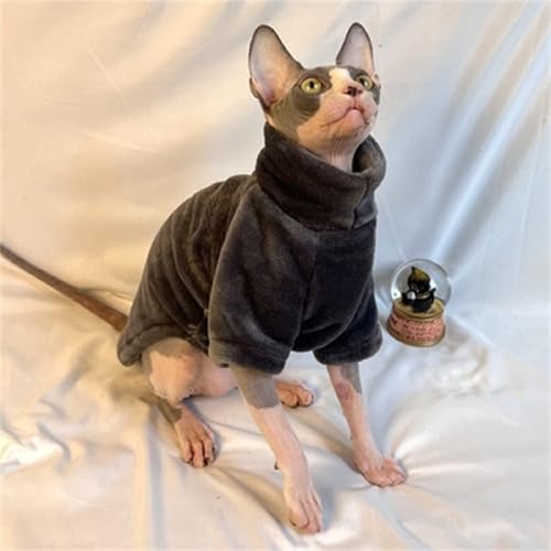 Haarlose Katze Sphinx Devon Kleidung Weihnachten Winter warme Fleece Pullover Unterwäsche, Dunkelgrau, M von Girlove