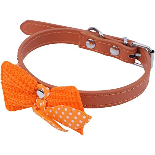 Gisoanudt Tiere Halsketten Halskette - Bowknot Knitting Einstellbare Leder für Hundewelpen Orange von Gisoanudt