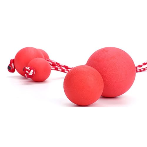 GisooM Hundeball-Seilspielzeug, Interaktiver, Bissfester, Sicherer Hundegummiball, Premium-Baumwoll-Poly-Schlepperspielzeug mit Seil für Aggressives Kauen Im Freien (5,5 cm) von GisooM