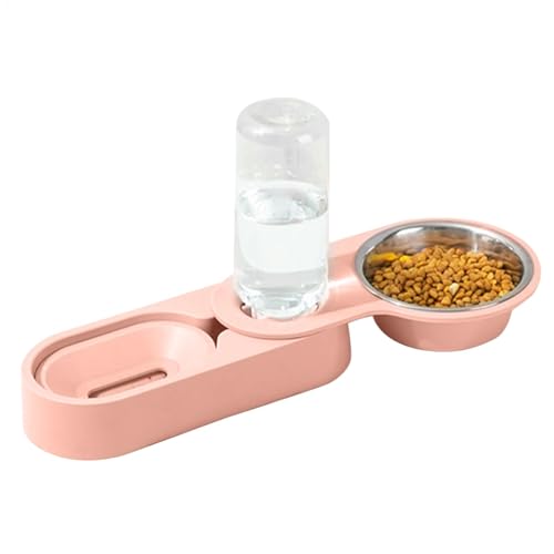 Cat Feeder and Water Dispenser, Rotatable 2-in-1 Pet Bowl, Stainless Steel Pet Supplies, Non-Slip Automatic Feeders, Portable Pet Feeder for Cats, Automatic Pet Water Dispenser, Non-Slip Pet Bowl von Gitekain