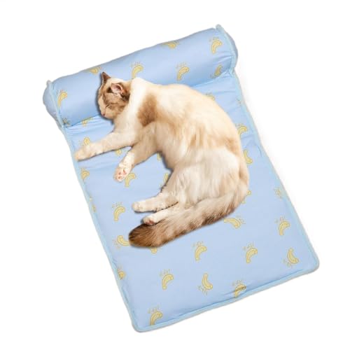 Cooling Dog Bed, Foldable Washable Pet Mat, Breathable Keeps Cool Kitten Ice Pad Cushion, Cute Sleeping Pad, Puppy Cooling Blanket with Pillow, 23.62x15.75x5.91 inches von Gitekain