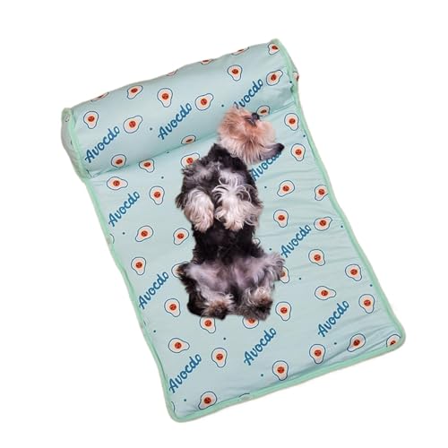 Cooling Dog Bed, Foldable Washable Pet Mat, Breathable Keeps Cool Kitten Ice Pad Cushion, Cute Sleeping Pad, Puppy Cooling Blanket with Pillow, 23.62x15.75x5.91 inches von Gitekain