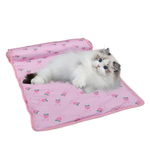 Cooling Dog Bed, Foldable Washable Pet Mat, Breathable Keeps Cool Kitten Ice Pad Cushion, Cute Sleeping Pad, Puppy Cooling Blanket with Pillow, 23.62x15.75x5.91 inches von Gitekain