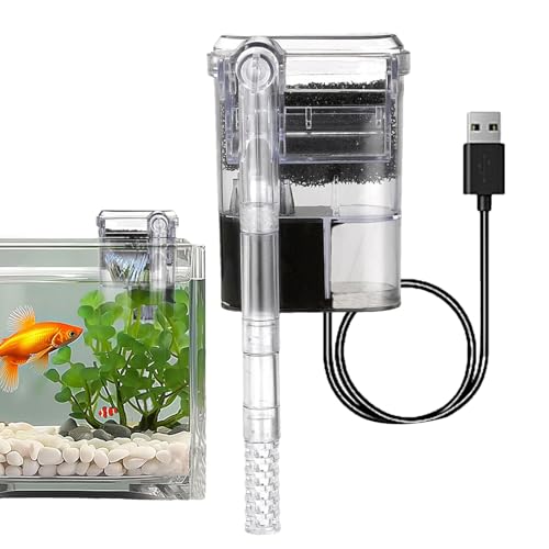 Gitekain Aquariumfilter, leiser Aquariumfilter, leiser Aquariumfilter, hängender Aquariumfilter, USB-Fischschildkröten-Tankfilter, Aquarium-Zubehör für sauberes Wasser von Gitekain