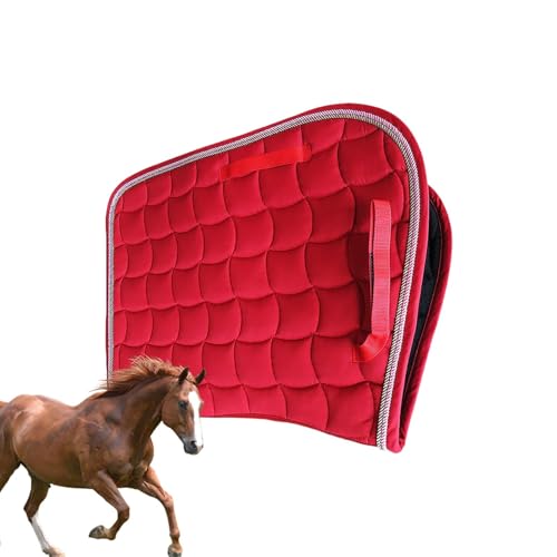 Gitekain English Saddle Pad, Moisture-Absorbing Breathable Pad, Lightweight Secure and Shock-Absorbing Design for Dressage, Jumping, Equestrian Events, 65x50 cm, Dark Blue and Red von Gitekain