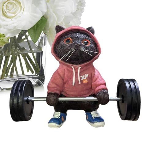 Fitness Katze Skulptur - Lustige Miniatur Katze Figuren Gewichtheben Katze Figur - Kleine Katze Skulptur Dekor Katze Heben Langhantel Figur Statue für Home Gym, VT1C5N3TS053TK6HH704 von Gitekain