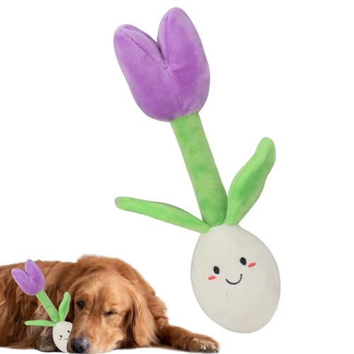 Gitekain Haustierfutter Versteckspielzeug Welpe Blume Sound Making Toy Cartoon Blumenform Kauen Plüsch Zahnen Spielzeug für Haustiere Katze Hund von Gitekain