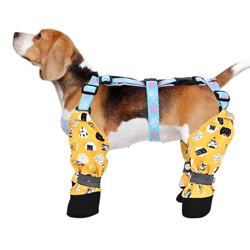 Hundepfotenschutz | Schutzschuhe Pfoten-Leggings – Verstellbare Pfotenschutz-Stiefelgamaschen mit Hilfsgurt für große und kleine Hunde von Gitekain