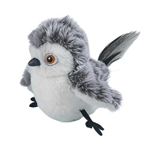 Gitekain Small Bird Plush, Bird Stuffed Toy, Sparrow Design, 21x16x9cm, Snowy Owl 15x9x13cm, Realistic Lightweight Touch Activated Chirping Animal Plush for Kids, Plush, No Battery von Gitekain