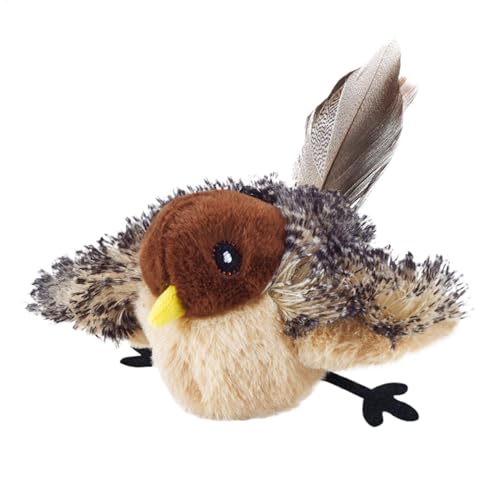 Gitekain Small Bird Plush, Bird Stuffed Toy, Sparrow Design, 21x16x9cm, Snowy Owl 15x9x13cm, Realistic Lightweight Touch Activated Chirping Animal Plush for Kids, Plush, No Battery von Gitekain