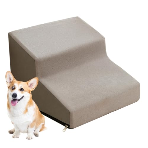 Hundetreppe | Haustiertreppe | Hundetreppe zum Bett, rutschfeste Haustiertreppe für kleine Hunde, mit Schwamm gefüllt, Haustiertreppe mit Reißverschluss, waschbar, sichere Hundetreppe zum Bett, Sofa, von Gitekain