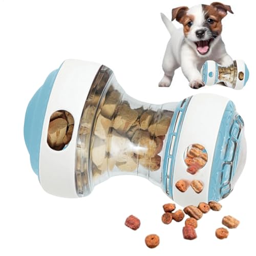 Interactive Dog Treat Dispenser, Puppy Treat Rolling Dispenser, Slow Feeder, Brain Stimulation Training Toy Design for Small and Medium Dogs, 3.35x3.35x5.91 Inches, Blue, Orange von Gitekain