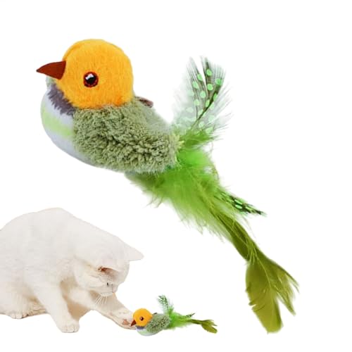 Interaktives Vogel-Katzenspielzeug, Flapping Chirping Bird Toy, Realistisches Flying Bird Toy, Abnehmbares Katzenspielzeug, Waschbares Katzenspielzeug, Vogel Simulation Katzenspielzeug, Schüttelvogel von Gitekain